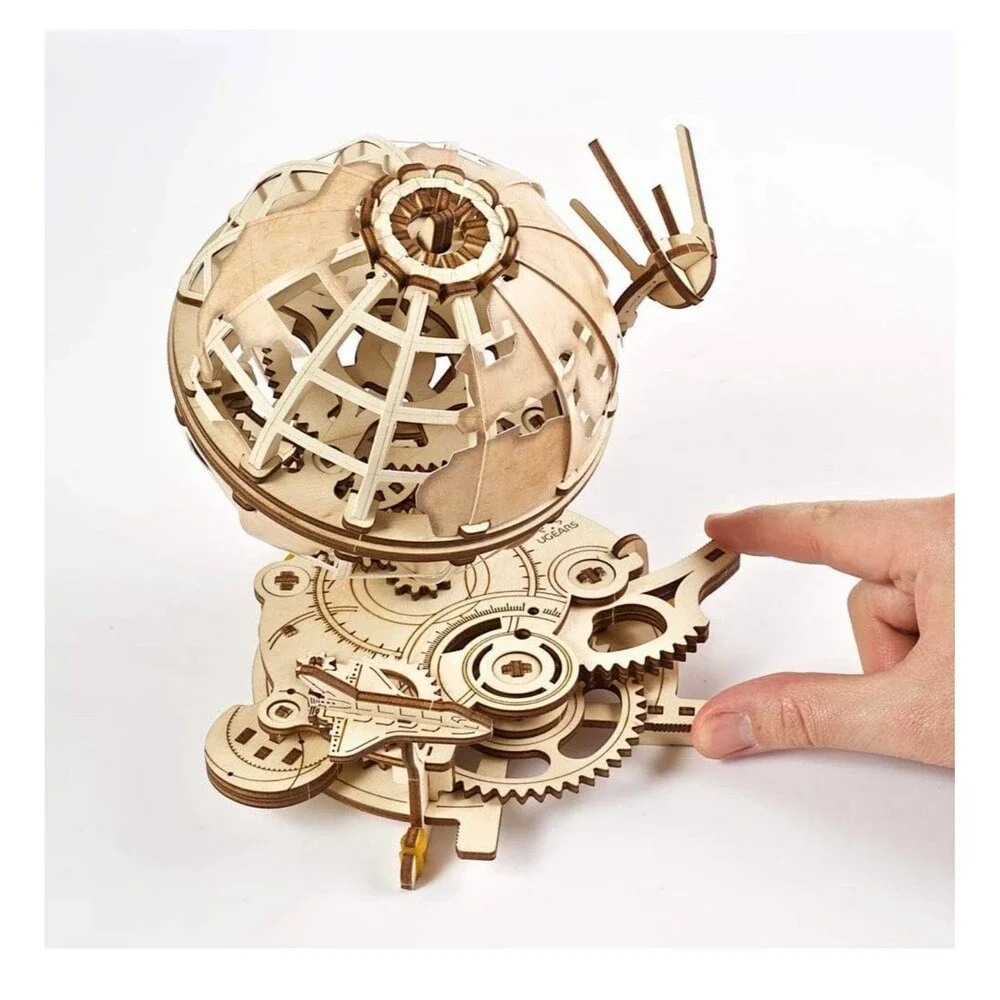 UGEARS Globe 3D Wooden Puzzle Assemble Fly Around Mechanical 184 Pieces Adults